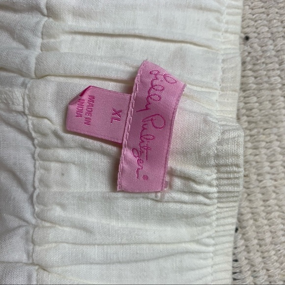 Lily Pulitzer Ivory Linen Cotton Blend Wide Leg - Picture 4 of 10